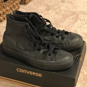 High Top Black Leather Converse